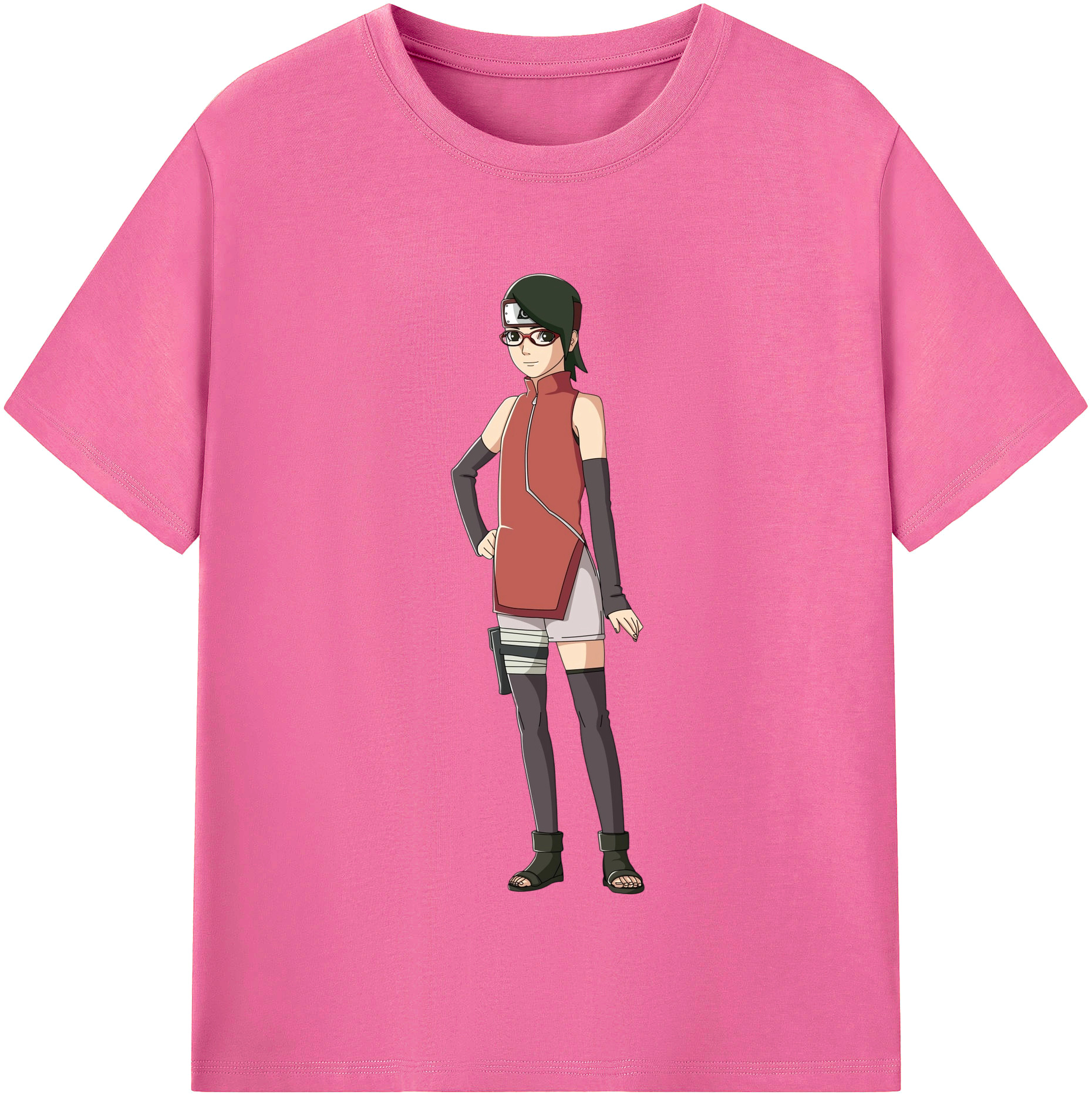 （画像用） NARUTO -ナルト- うちは サラダ Uchiha Sarada レディースカジュアルプリントTシャツ（綿100％）